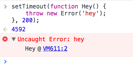 Imagem indicando "Uncaught Error: hey (Hey function)"