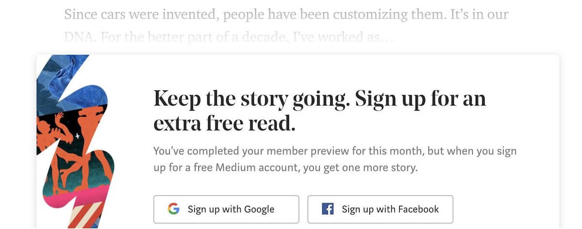 Imagem do Paywall do Medium dizendo que parar ler, precisa criar conta